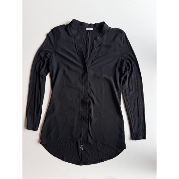 INTIMISSIMI Black Sheer Chiffon Jersey Long Sleevve Button Up Shirt, Size M - Picture 5 of 12